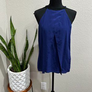 TOWNSEN women's blouse sleeveless dark blue size small 100% silk relaxed fit
